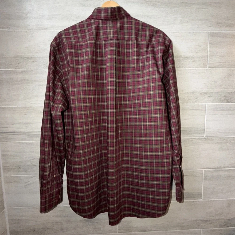 L.L. Bean 100% Cotton Wrinkle Resistant Traditional Fit Plaid Shirt Men's Size M